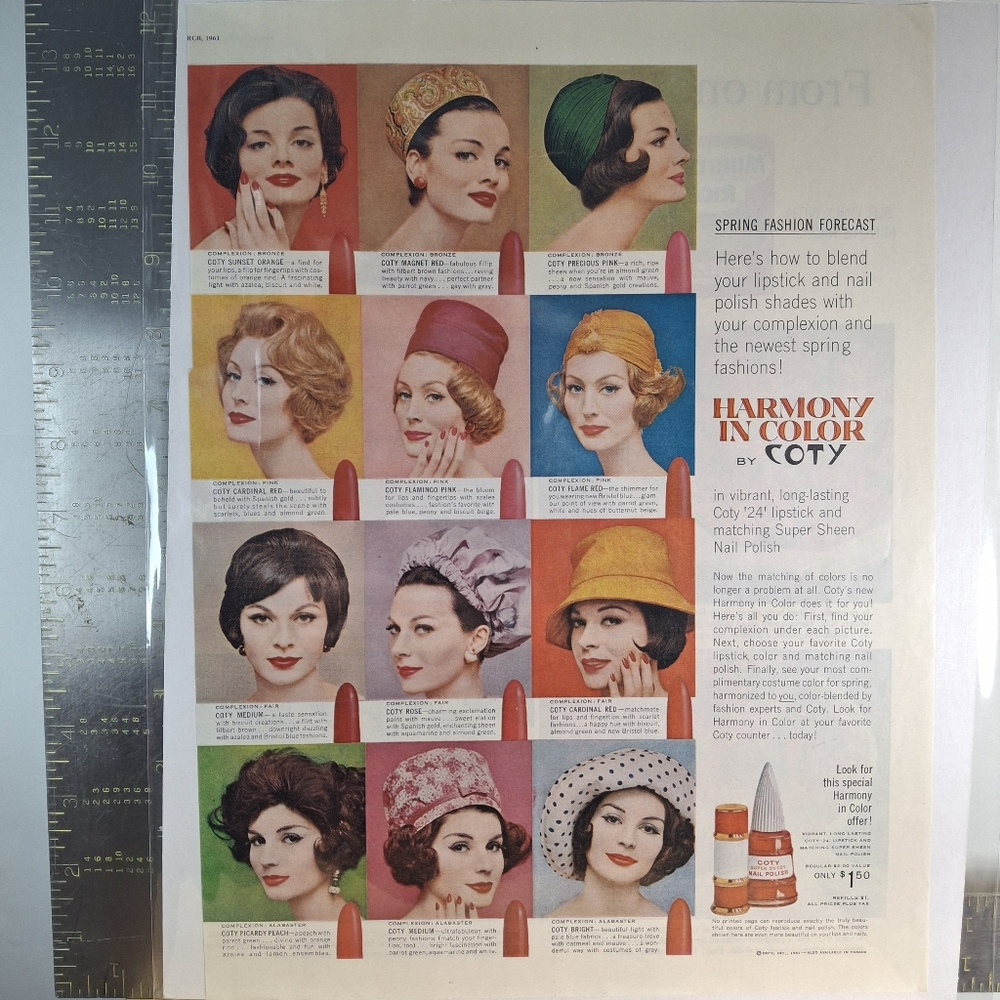 Harmony In Color Lipstick - By COTY - Assorted Shades - VINTAGE Ad